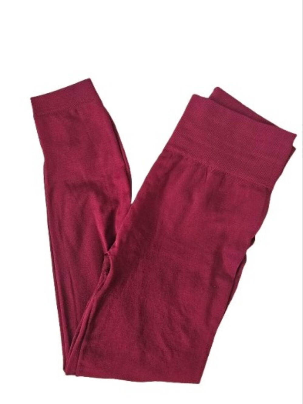Lildy Fleece Lined High-Waist Leggings in Wine Red